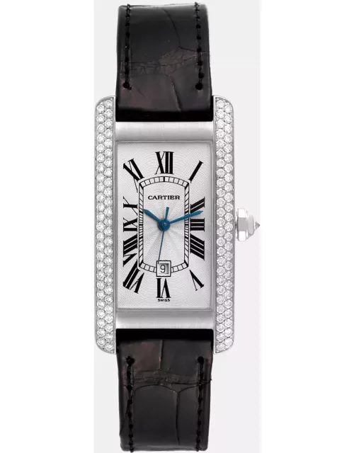Cartier Tank Americaine White Gold Diamond Ladies Watch 23 m