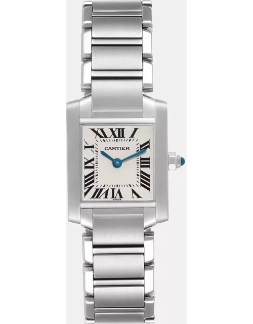 Cartier Tank Francaise Small Silver Dial Steel Ladies Watch 20 m