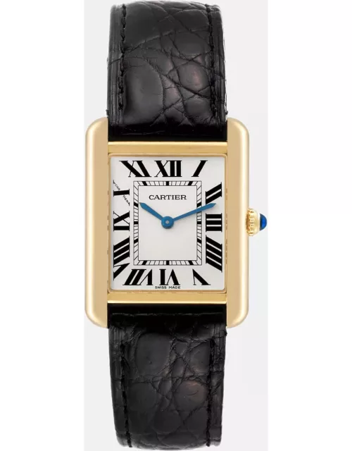 Cartier Tank Solo Yellow Gold Steel Silver Dial Ladies Watch 24.4 m