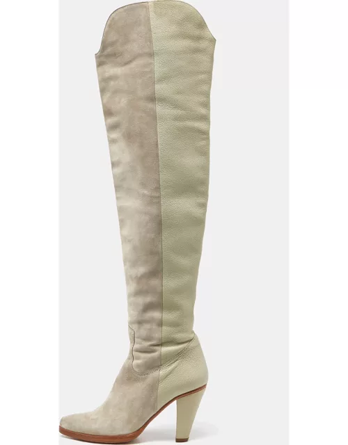 Chloe Grey Suede and Leather Over The Knee Length Boot