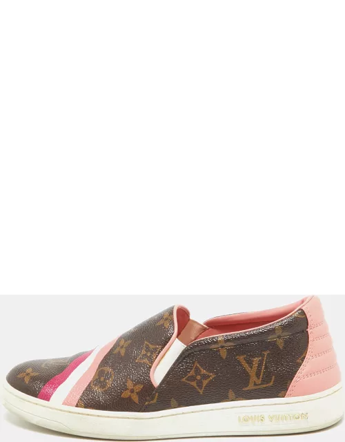 Louis Vuitton Brown/Pink Leather and Canvas Frontrow Sneaker
