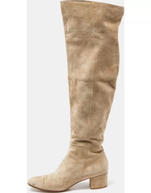 Gianvito Rossi Beige Suede Over the Knee Length Boot