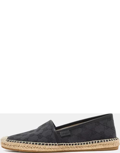 Gucci Black GG Canvas and Leather Espadrille Flat