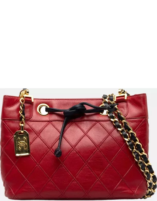 Chanel Red CC Bicolor Lambskin Shoulder Bag