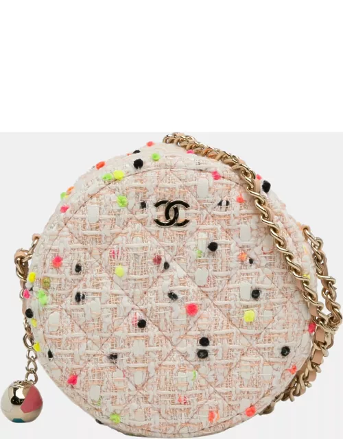 Chanel Multicolor CC Round Tweed Crossbody Bag