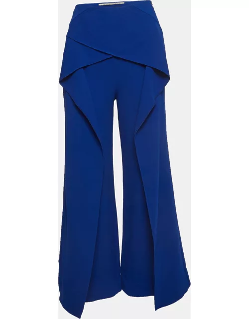 Limited Edition By Roland Mouret Blue Stretch Crepe Draped Slit Trousers