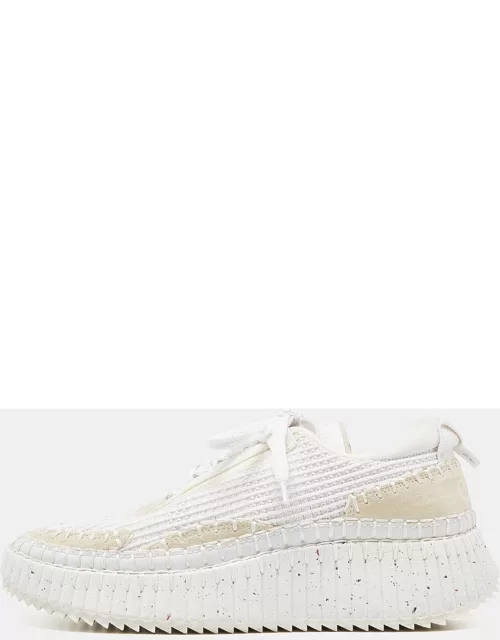 Chloe White Mesh and Suede Nama Low Top Sneaker