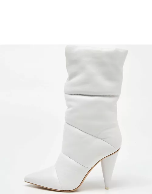 Off-White X Jimmy Choo White Leather Mid Calf Boot