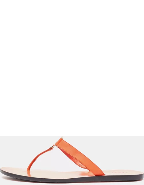 Gucci Orange Leather Interlocking G logo Thong Sandal