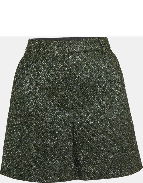 Dolce & Gabbana Green Lame Jacquard Pleated Shorts