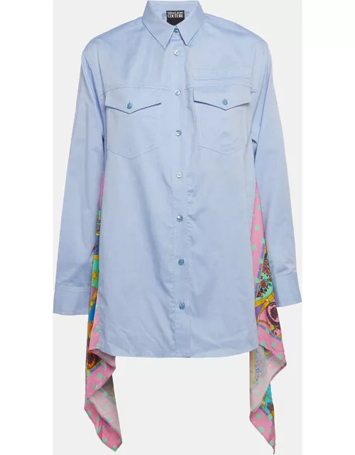 Versace Jeans Couture Blue Printed Cotton and Crepe Paisley Fantasy Shirt
