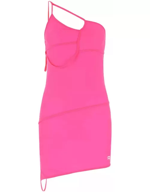 Balenciaga Fluo Pink Stretch Nylon Mini Dres