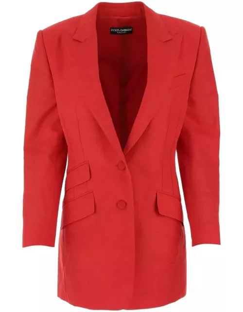 Dolce & Gabbana Red Silk Blend Blazer