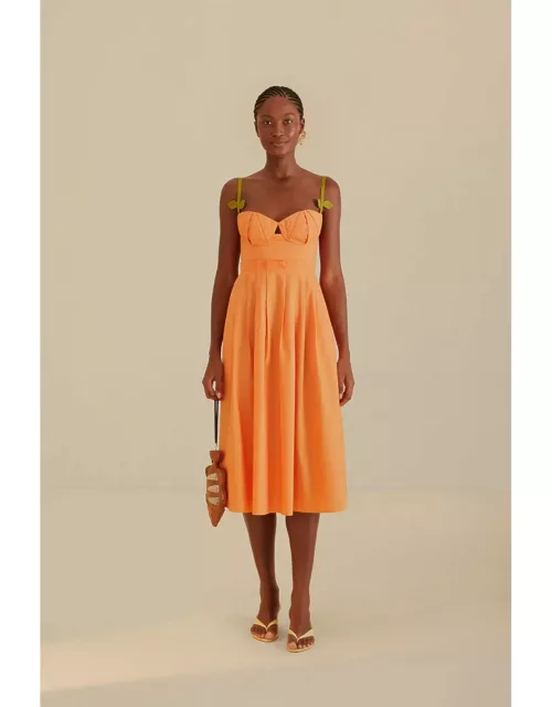 Bicolor Sleeveless Organic Cotton Midi Dress, ORANGE /