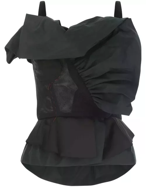 Maison Margiela Black Polyester And Mesh Top