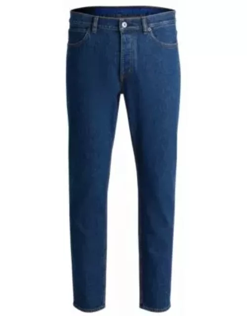 Tapered-fit jeans in blue stretch denim- Blue Men's Jean