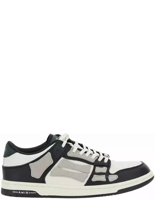AMIRI Black And White Low Top Sneakers With Panels In Leather Man