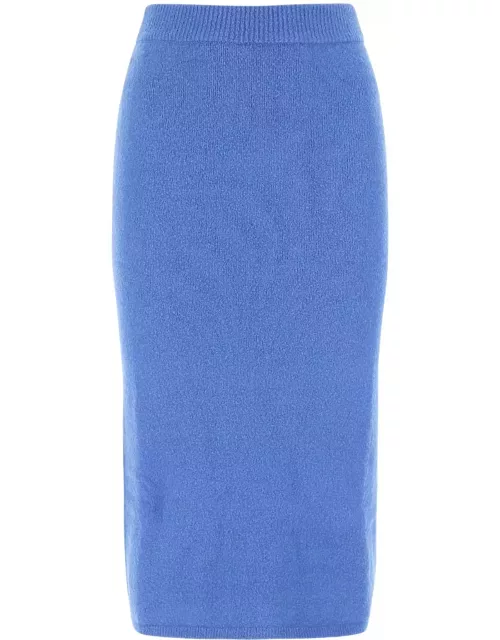 Nanushka Cerulean Blue Stretch Wool Blend Midi Skirt