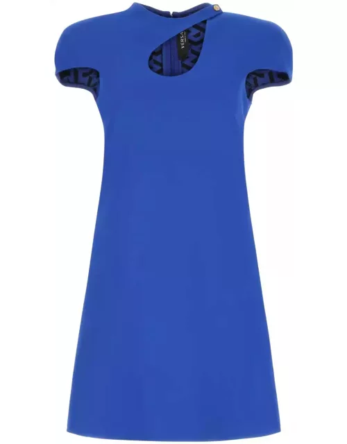 Versace Electric Blue Stretch Crepe Mini Dres