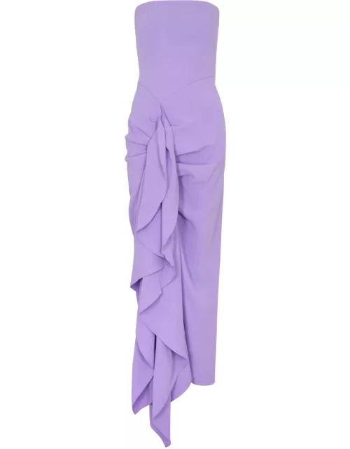 Solace London Thalia Strapless Ruffled Maxi Dress - Lilac - 10 (UK10 / S)