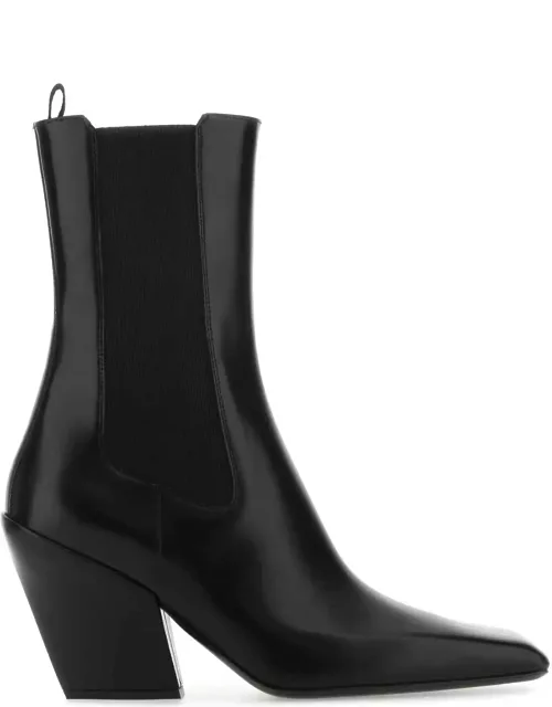 Prada Black Leather Ankle Boot