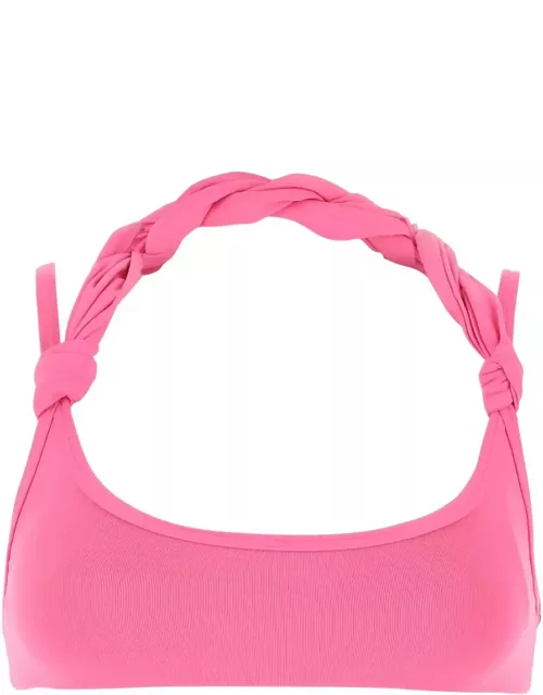 The Attico Dark Pink Stretch Nylon Bikini Top