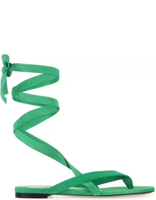 The Attico Grass Green Suede Beth Thong Sandal
