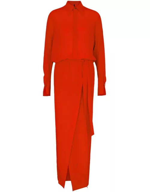 Petar Petrov Say It Loud Silk Maxi Shirt Dress - Red - 38 (UK10 / S)