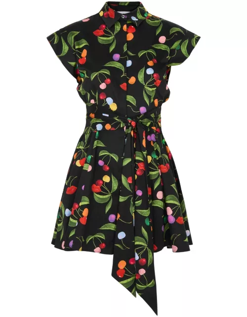 Borgo DE Nor Helena Printed Cotton Mini Shirt Dress - Black - 12 (UK12 / M)