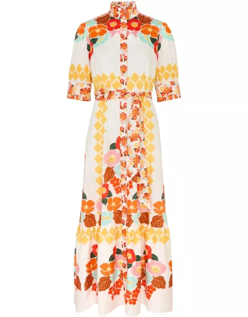 Borgo DE Nor Marni Floral-print Cotton Maxi Shirt Dress - Multicoloured - 14 (UK14 / L)