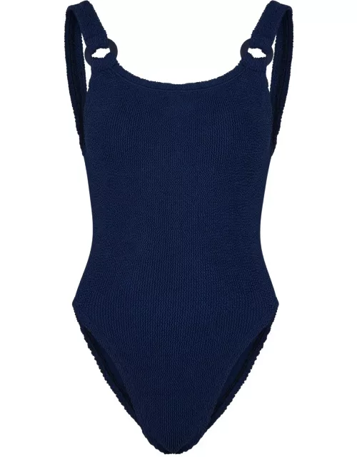 Hunza G Domino Seersucker Swimsuit - Navy - One