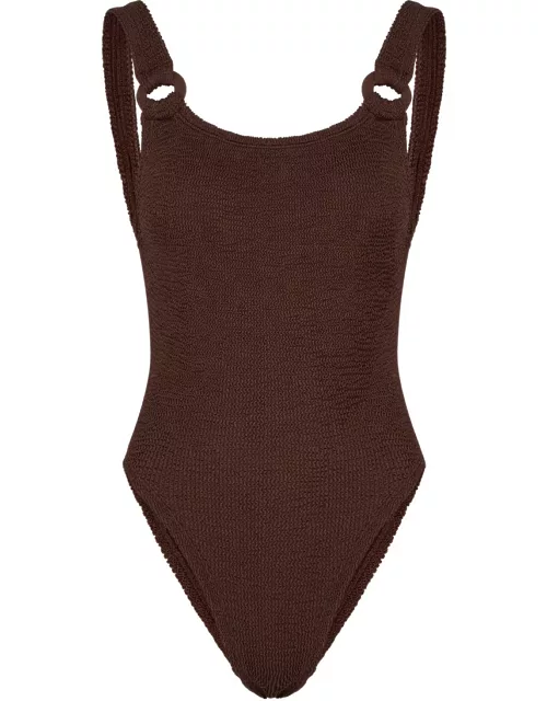Hunza G Domino Seersucker Swimsuit - Chocolate - One