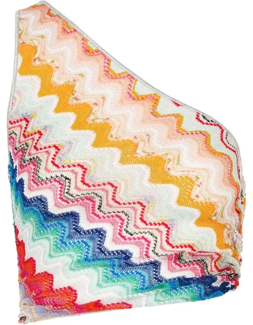 Missoni Zigzag One-shoulder Fine-knit top - Multicoloured - 42 (UK10 / S)
