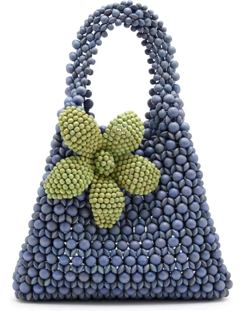 Aranaz Flora Beaded top Handle bag - Blue