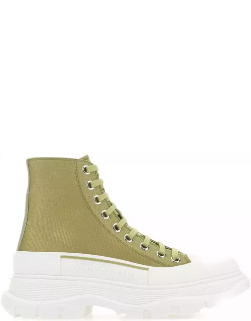 Alexander McQueen Olive Green Canvas Tread Slick Sneaker