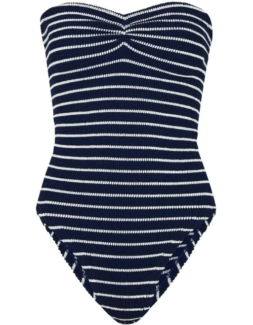 Hunza G Brooke Striped Seersucker Swimsuit - Navy - One