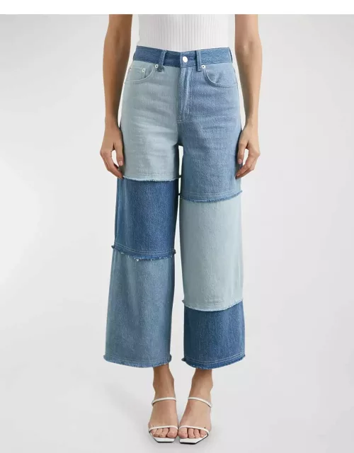 Getty Cropped Wide-Leg Patchwork Jean