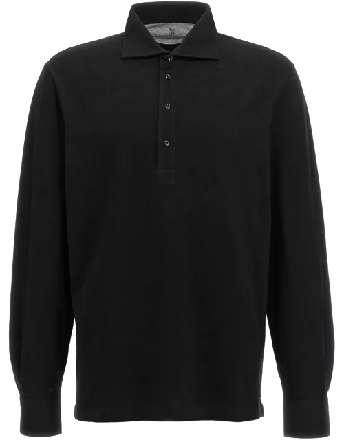 Brunello Cucinelli Long-sleeved Cotton Polo Shirt