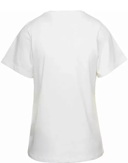 Totême Crewneck T-shirt In White Cotton Woman