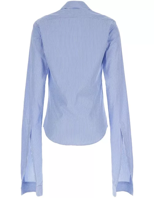 Coperni White And Light Blue Shirt With Knotted Cuffs In Cotton Woman