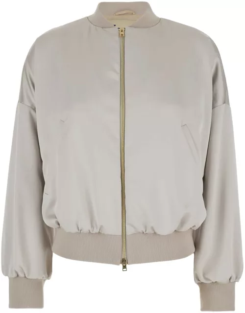 Herno Beige Jacket With Logo And Ribbed Trim In Techno Fabric Woman