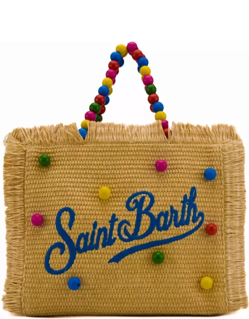 MC2 Saint Barth Colette Bag In Wood Beads Multicolor Straw