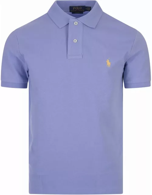 Ralph Lauren Slim-fit Polo Shirt In Cornflower Blue Piqué