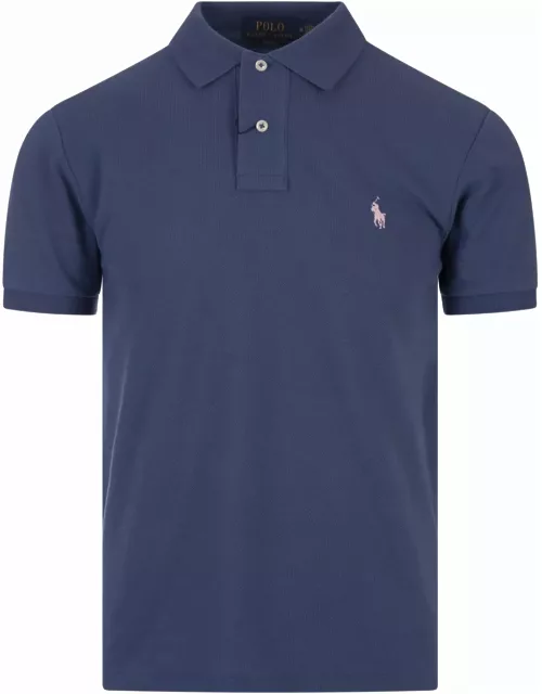 Ralph Lauren Slim-fit Polo Shirt In Dark Blue Piqué