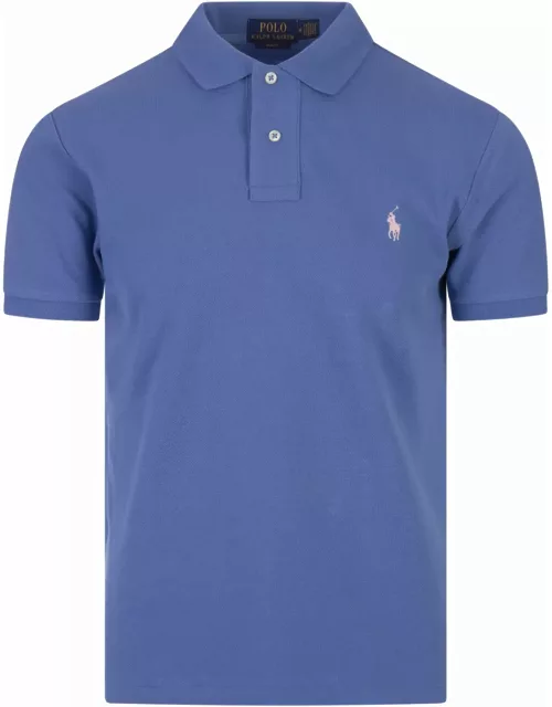 Ralph Lauren Slim-fit Polo Shirt In New England Blue Piqué