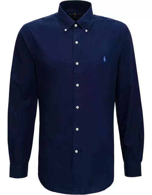 Ralph Lauren Blue Cotton Shirt With Logo