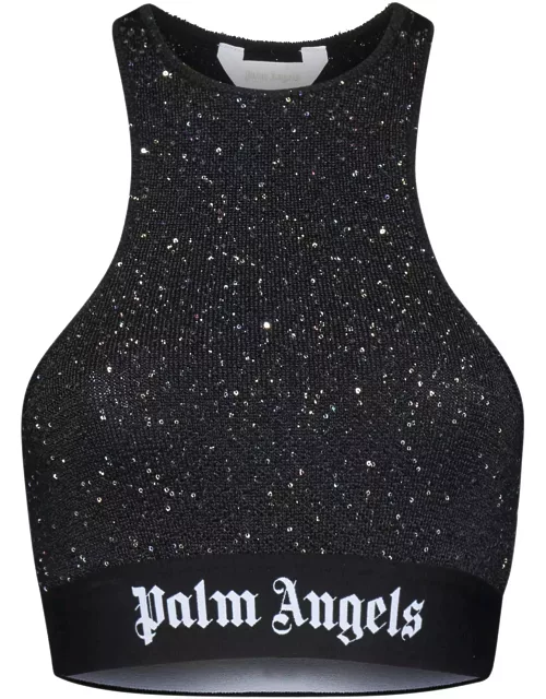 Palm Angels Soire Top In Black Viscose Blend