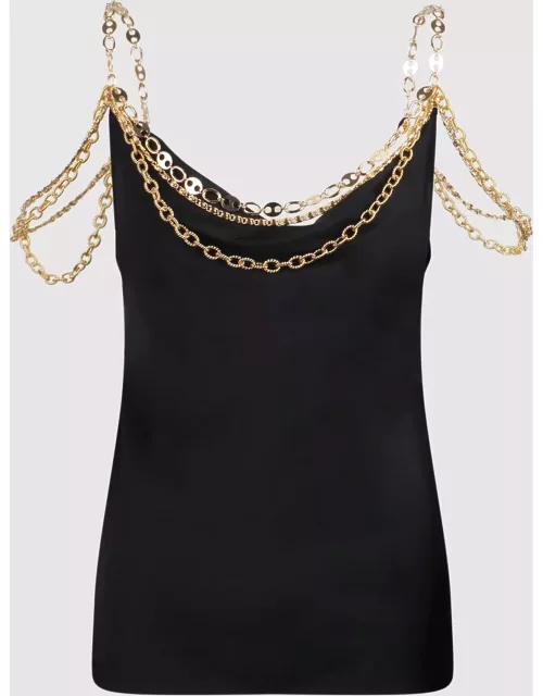 Paco Rabanne Rabanne Black Top In Gold With Mesh And Chain Detail