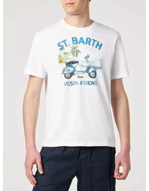 MC2 Saint Barth Man Cotton T-shirt With St. Barth Vespa Friend Print Vespa® Special Edition