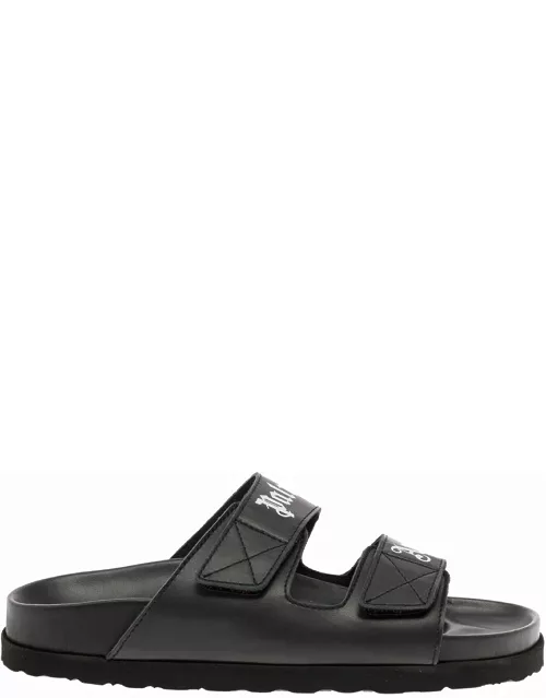 Palm Angels Leather Sandals With Logo